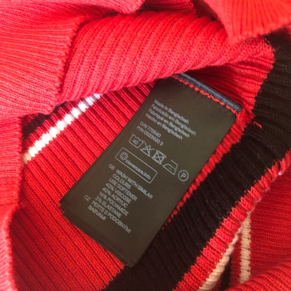 NWOT, Striped, Ribbed Sweater, Red, White & Black - Picture 5 of 8